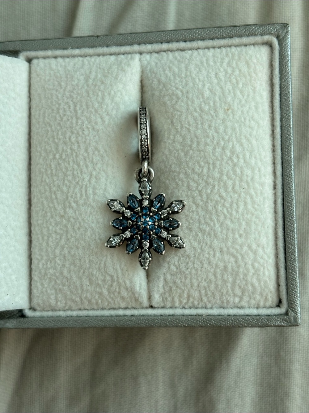 Pandora Sterling Silver Blue Snowflake Dangle Charm